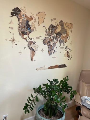 Customer photo review of 3D Wooden World Map Multicolor