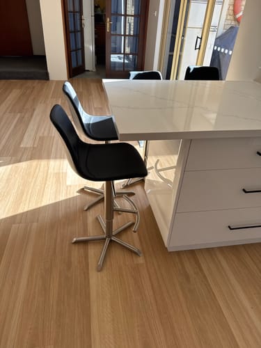 Customer photo review of Reid Leatherette Kitchen Bar Stool in Brushed Stainless/Black
