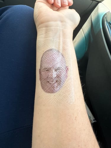 Customer photo review of Custom Photo Face Temporary Tattoo