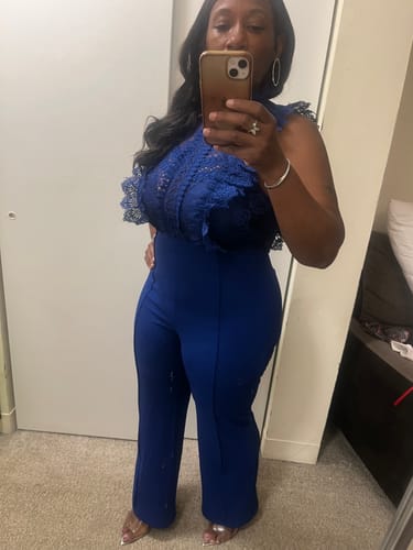 Customer photo review of Vanna Crochet Flared leg Jumpsuit - Blue