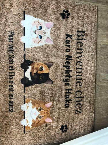 Customer photo review of Bienvenue chez - Paillasson personnalisé