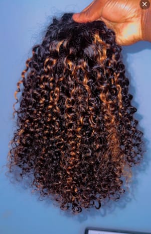 Customer photo review of Wavymy Highlight Kinky Curly Upgrade 3 In 1 Drawstring Half Wigs No Lace No Glue Human Hair