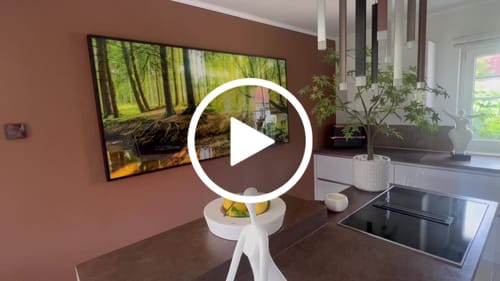 Customer video review of Leuchtbild Acrylglas Canvalight® DIA | Sonnenlicht im nebligen Wald | Querformat