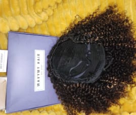 Customer photo review of Wavymy Highlight Kinky Curly Upgrade 3 In 1 Drawstring Half Wigs No Lace No Glue Human Hair