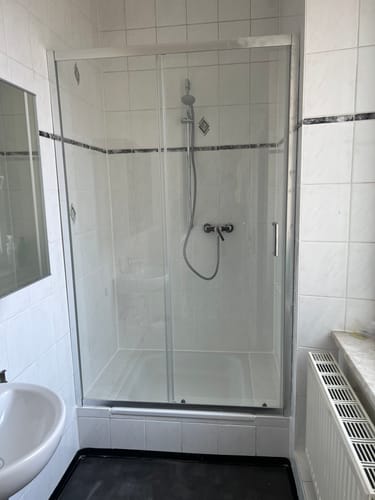 Customer photo review of SONNI Dusche Nischentür Schiebetür mit Rahmen ESG Glastür 100-120cm Höhe 185cm