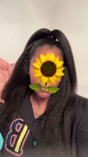 Customer photo review of CurlyMe 3 In 1 Half Wig Kinky Straight Glueless Install Half Wig With Drawstring Beginner Friendly