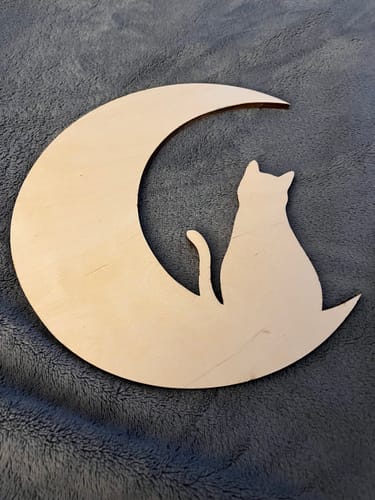 Customer photo review of Unfinished Wood Cat and Moon Silhouette Shape - Craft - up to 46"