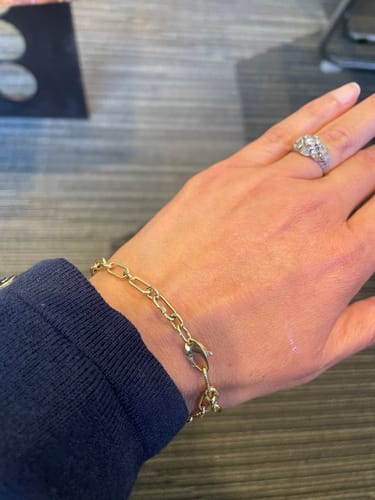 Customer photo review of Vintage Lightweight 14k Yellow Gold Textured Paperclip Bracelet 7.25"