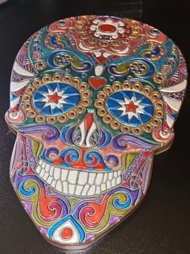 Customer photo review of Sugar Skull Mandala 12x8x3/4" - Silicone Mold