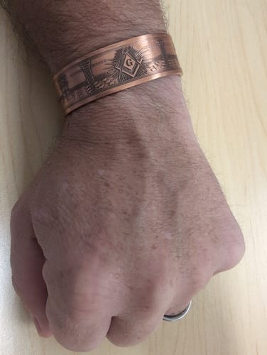 Customer photo review of MasonicMan Engraved Square and Compass Pure Copper Bracelet