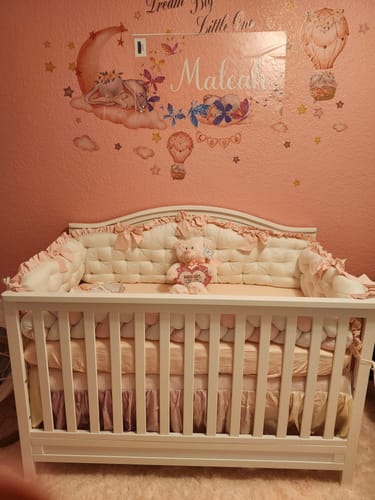 Customer photo review of Royal Luxury Personalized Crib Bumpers "Love Pink"