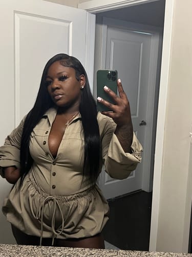 Customer photo review of Casual Daily Solid Color Draw String Lace Up Buttons Turndown Collar Regular Romper