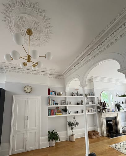 Customer photo review of 6/8/12-Light Mid-Century Modern Opal White Glass Globe Chandelier