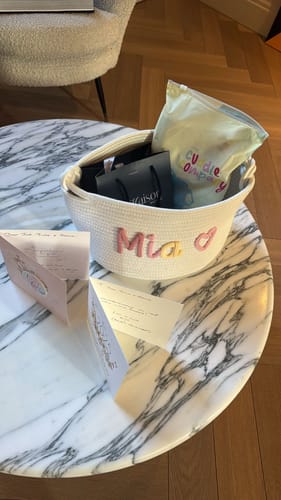 Amanda C. review of Baby Knits™ Multicolor Personalized Knitted Basket image 1 out of 1