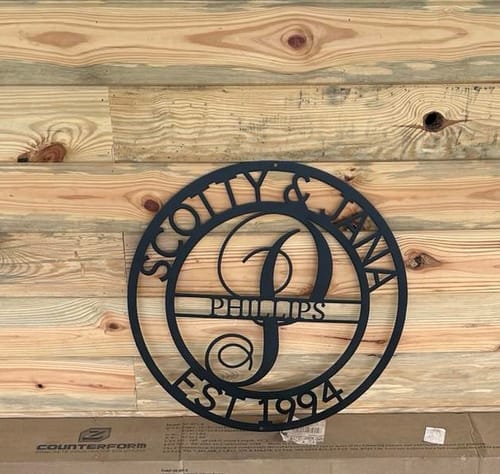 Customer photo review of Elaborate Name - Steel Sign