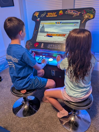 Customer photo review of Cocktail Table Arcade 4600 Games Dark Wood