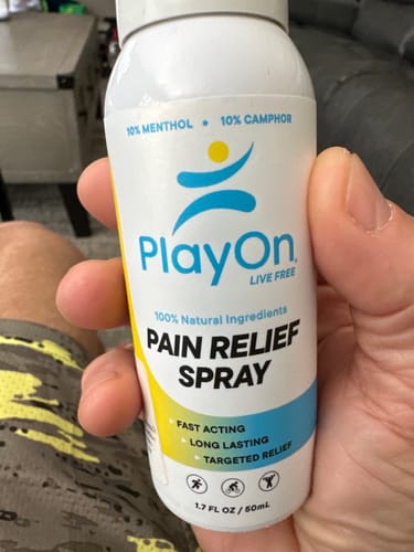 Customer photo review of PlayOn Pain Relief Spray