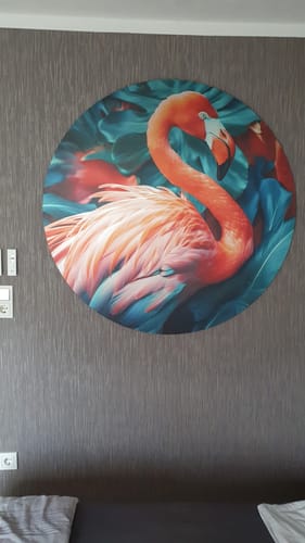 Customer photo review of Aluminiumbild gebürstet | Tropischer Flamingo Traum | Rund