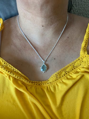 Customer photo review of Aquamarine Teardrop Pendant Necklace Sterling Silver