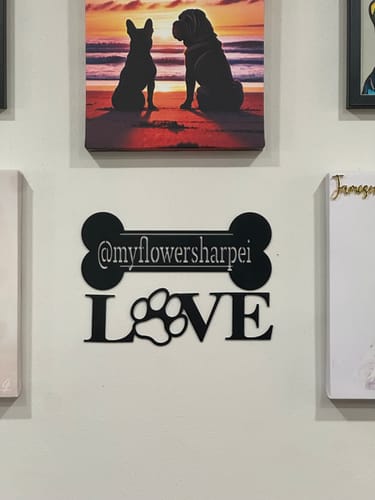 Customer photo review of Custom Metal Love Paw Print Wall Art | Indoor Outdoor | Up to 46" | 20+ Color Options