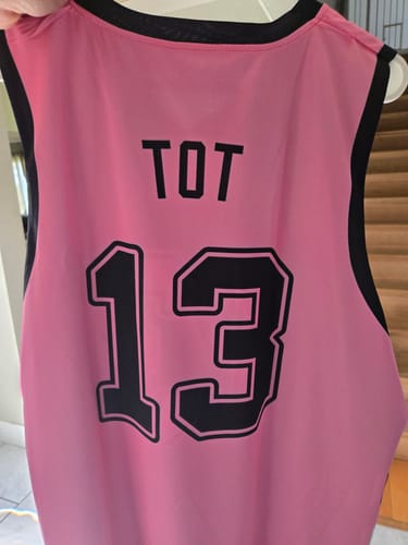 Customer photo review of Custom Black Pink Double Side Tops Athletic Basketball Jersey