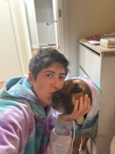 Customer photo review of Velvet Human Hoodie - 90s Retro