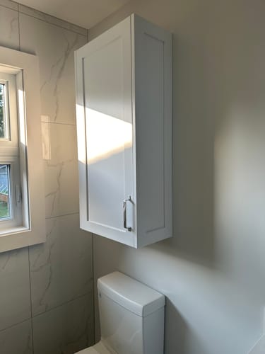 Customer photo review of Bridgeport Satin White Wall Cabinet