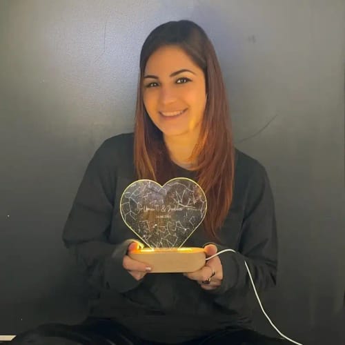 Customer photo review of Personalized Heart Acrylic Light ''Starry Sky''