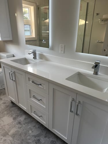 Customer photo review of Bridgeport 72" Satin White Bathroom Vanity, Double Sink