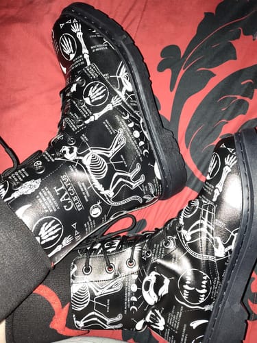 Customer photo review of Cat Study Boots - Vegan Leather Doc-Style Boots with Durable Stitched on Soles
