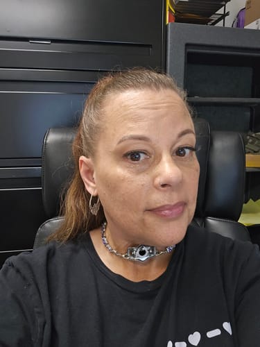 Customer photo review of Iris Purple Solstice Gemstone Necklace (Pre Order)