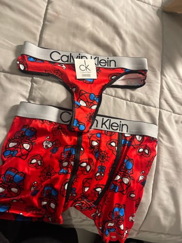 Customer photo review of Kitty spider man matching couples underwear