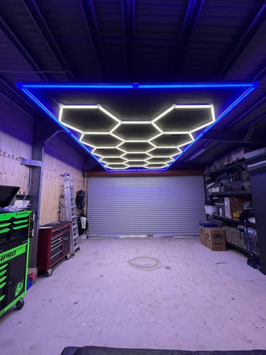Customer photo review of AMAZING COLOUR HEX LIGHTS 14 GRID with Blue Border Hexagon LED Lights ATL38