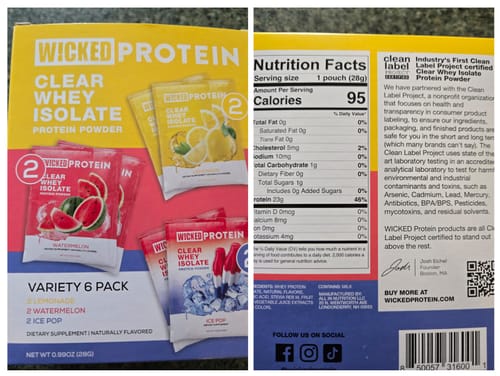 Customer photo review of WICKED Protein IP-W-L Powder Sampler (PRE ORDER)