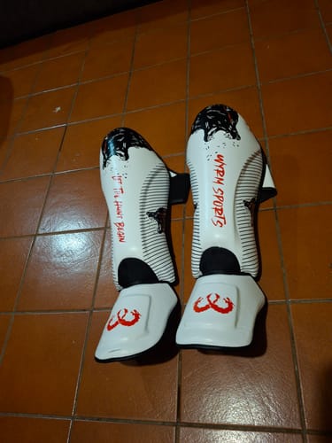 Customer photo review of Wolf White Shin Guards