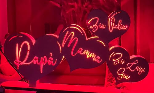 Customer photo review of Lampada Cuori Personalizzata Con Nomi Famiglia o Coppia