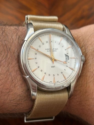Customer photo review of Beige Nylon Watch Strap