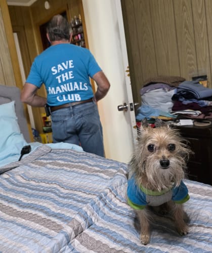 Customer photo review of Save The Manuals Club Shirt