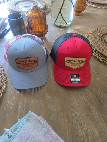 Customer photo review of Custom Leather Patch Hats Richardson 112 Laser Engraved