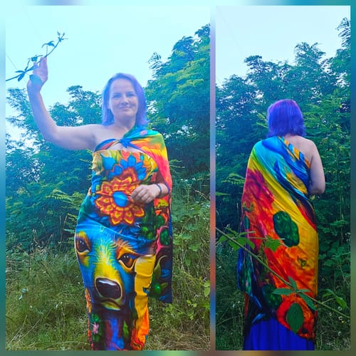 Diana N. review of SPIRIT OF THE BLUE DEER - MEDICINE SILK SHAWL image 1 out of 2