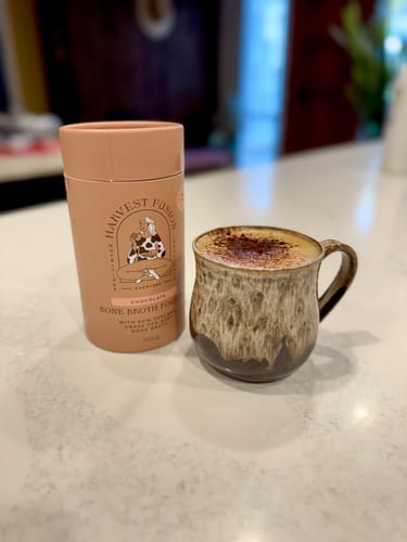 Customer photo review of Chocolate Bone Broth Powder