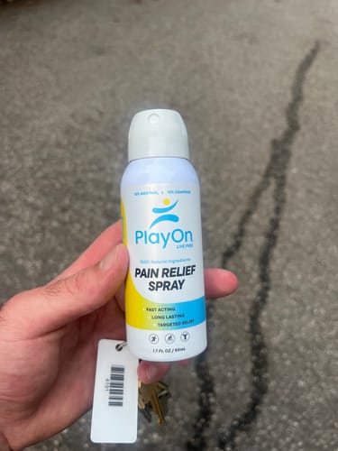 Customer photo review of PlayOn Pain Relief Spray