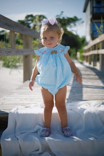 Customer photo review of Beach Baby Mint Smocked Angel Sleeve Bubble