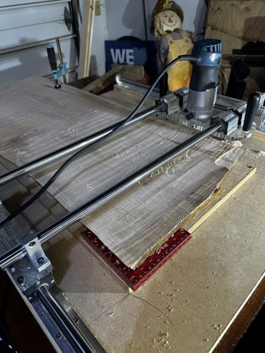 Customer photo review of 36x32" Trim Router Sled Kit - Box 1 - Rails, Bars, Hardware