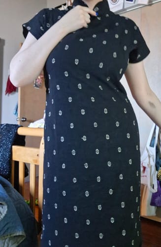 Customer photo review of Shujing Qiu 水晶球 Crystall Ball Republic of China Polka Dot Pure Cotton Short Sleeve Qipao