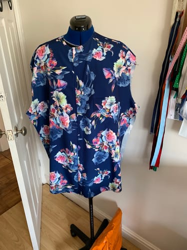 Customer photo review of 3 Metres, Soft Touch Gold Foil Crepe - 55" Wide (Navy)
