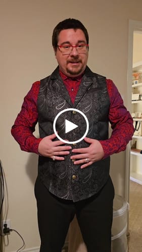 Customer video review of Barry.wang Men's Work Vest Black Paisley Jacquard Paisley Silk Waistcoat Vest