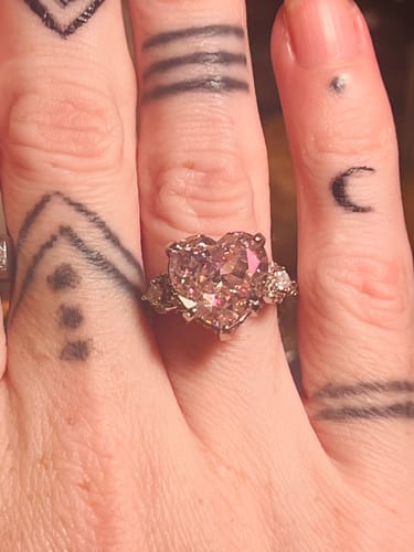 Jennifer S. review of Pink Heart-Shaped Gemstone Pave Sterling Silver Engagement Ring image 1 out of 1