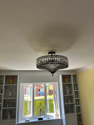 Customer photo review of Carved Crystal Drum Semi Flush Mount