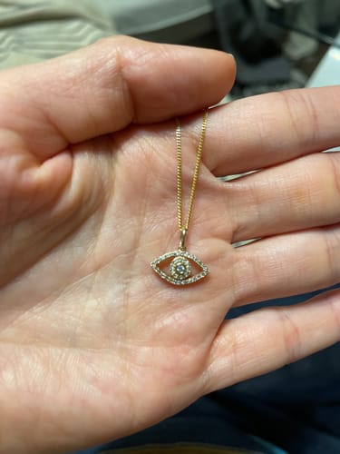 Customer photo review of Diamond Evil Eye Pendant in 9ct Yellow Gold